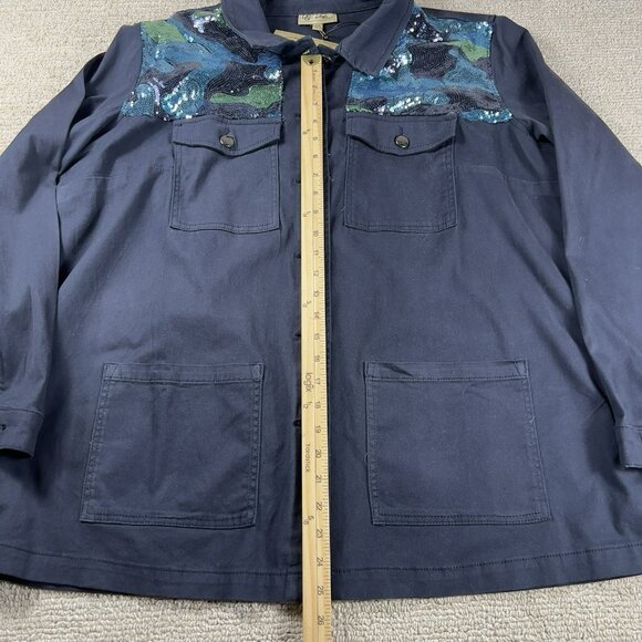 DG2 Diane Gilman Plus Sized Sequined Jacket Blue Women’s Size 2X - Picture 4 of 7